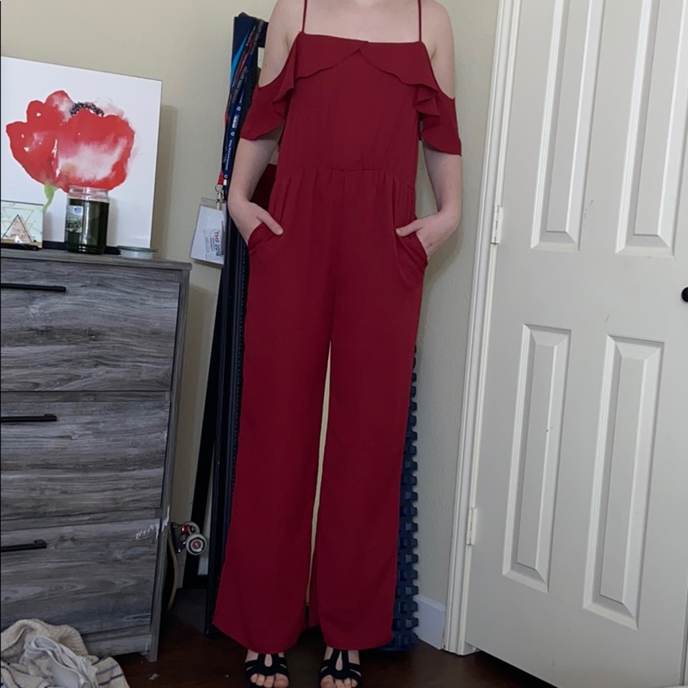 Dark Red Long Jumpsuit